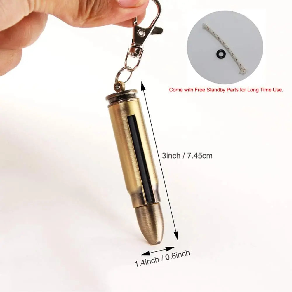 Match Bullet Metal Key chain lighter, Reusable Survival Fire Starter Lighter, Emergency Waterproof Gift