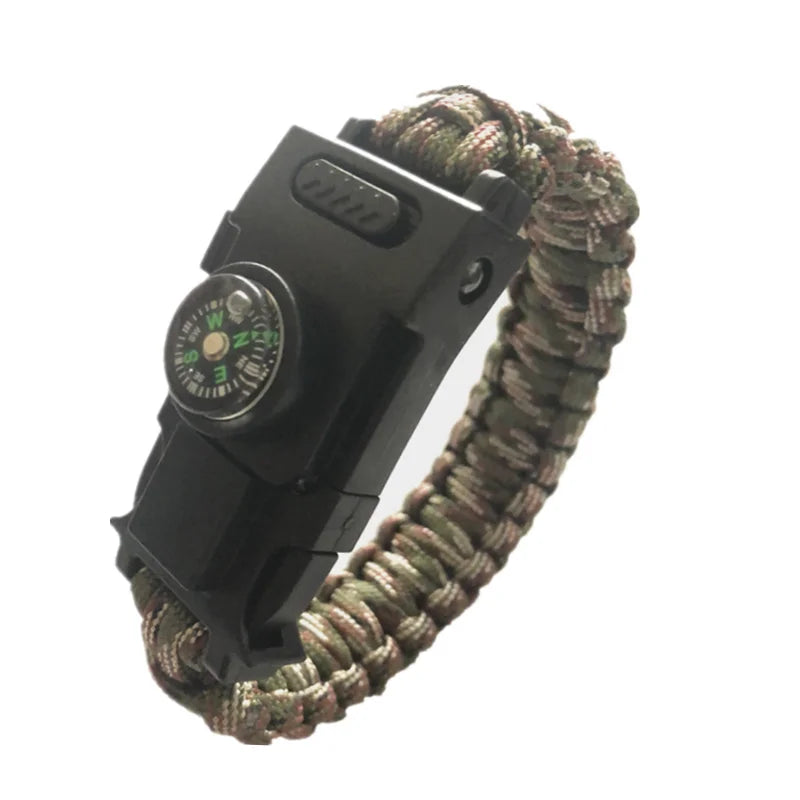 Survive Bracelet Survival Whistle Buckle Multifunction Paracord Bracelet buckle with LED Light For Camping Hiking EDC Tools