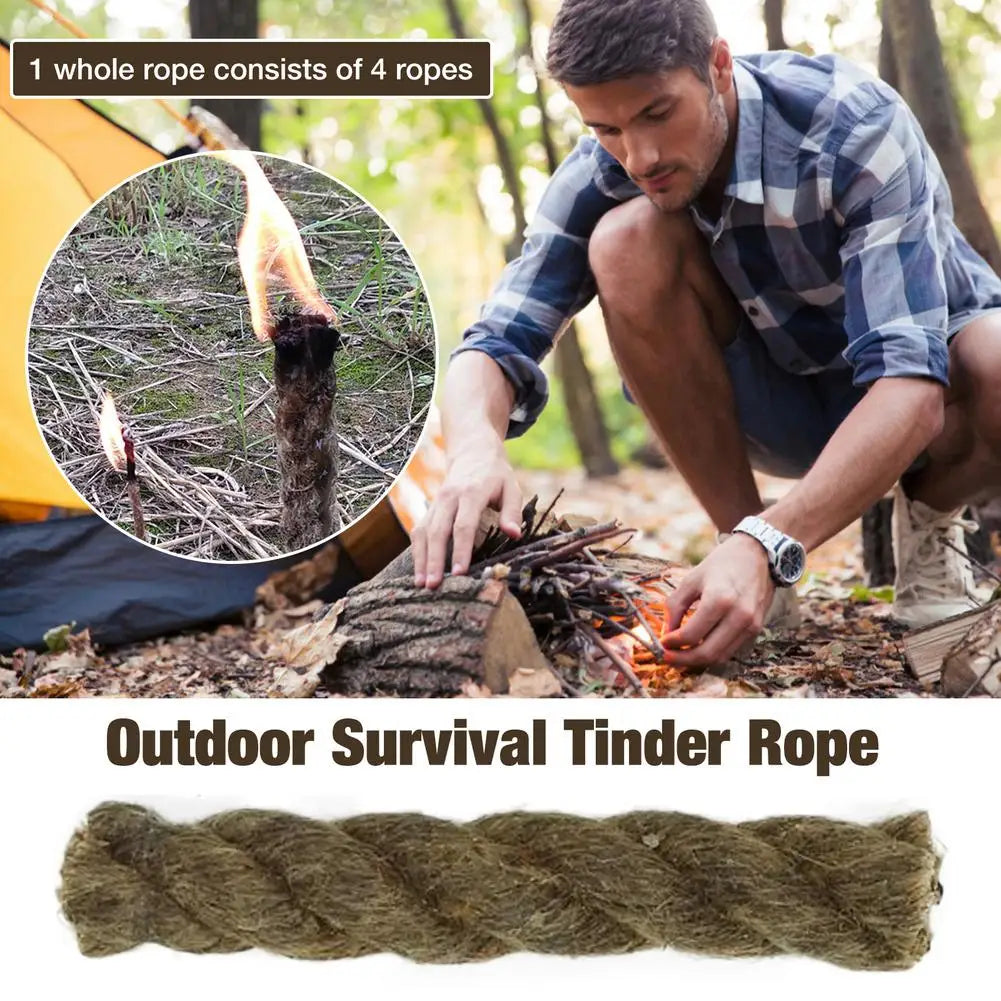 Outdoor Survival Tinder Rope Camping Fire Lighter Waxed Ropes Waterproof Waxed Rope Hemp Twine Cord Fire Starter 10pcs