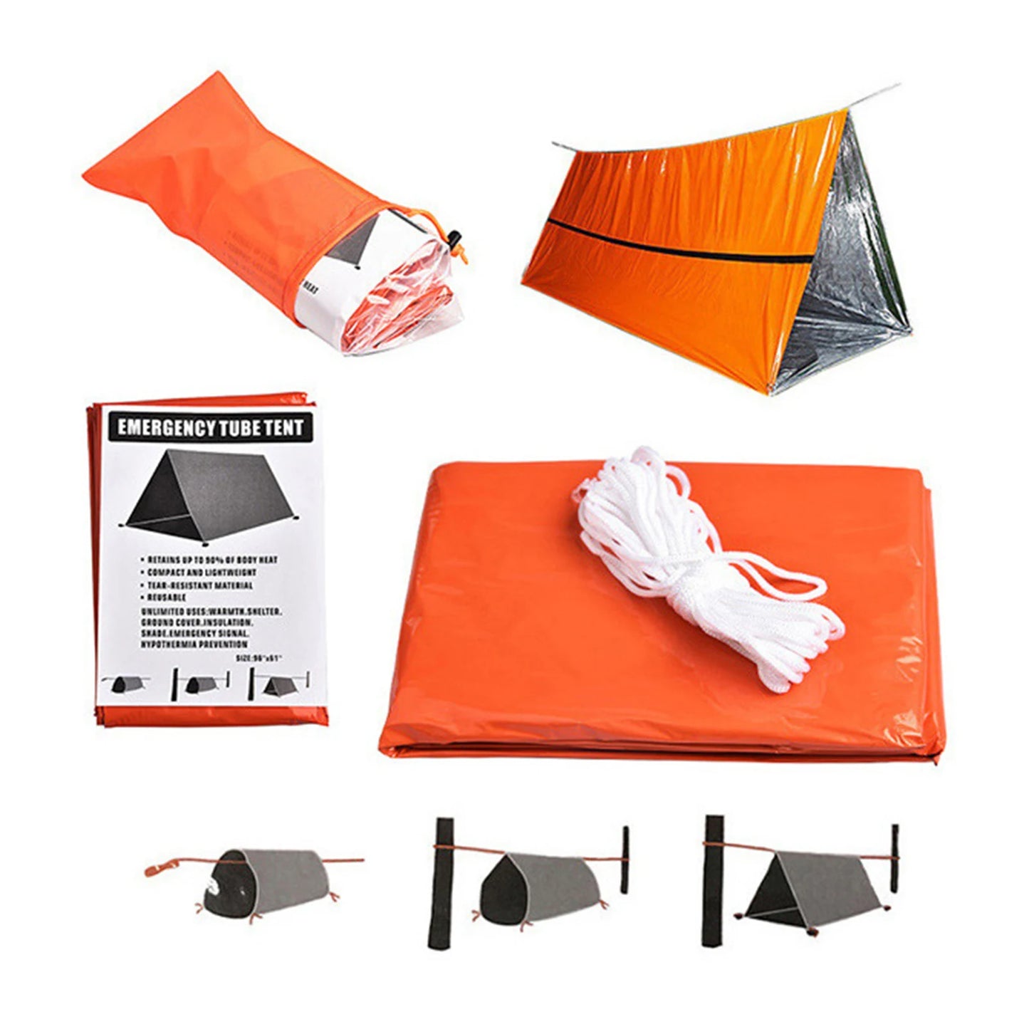 Outdoor Waterproof Emergency Survival Tent Shelter with Sleeping Bag for Camping Hiking Adventure Emergency Survival Tent