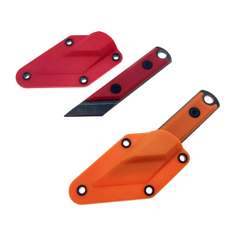 440C Steel Mini Fixed Blade Knife Stone Wash Pocket EDC Knife ABS Handle Paper Trimmers Camping Tool Necklace With Case