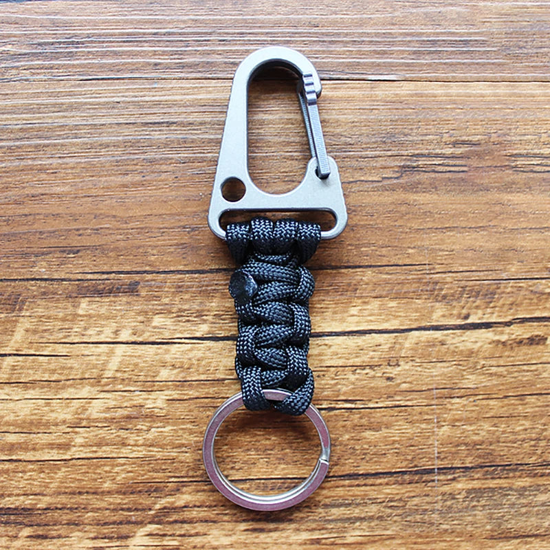 Titanium Alloy Shackle EDC Survival Paracord Keychain Outdoor Hook Buckle