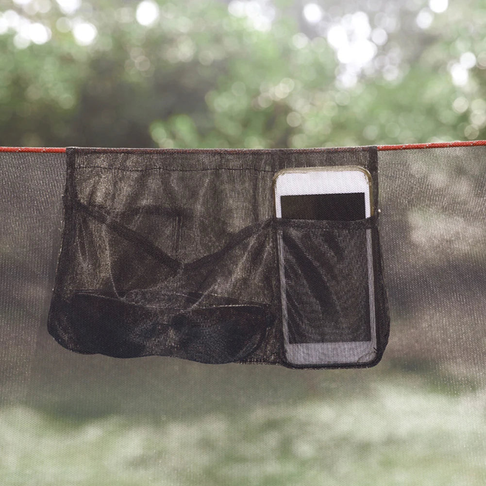 Camping Lightweight Storage Bag Hanging Pouch Portable Foldable Sundries Holder Hammock Organizer Outdoor Sports Mesh Black