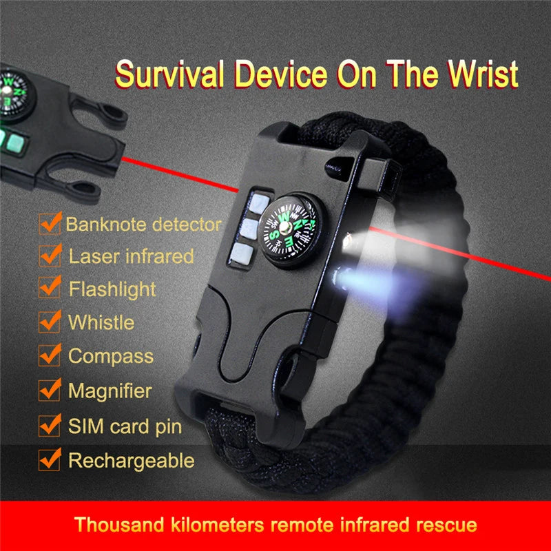 Survive Bracelet Survival Whistle Buckle Multifunction Paracord Bracelet buckle with LED Light For Camping Hiking EDC Tools