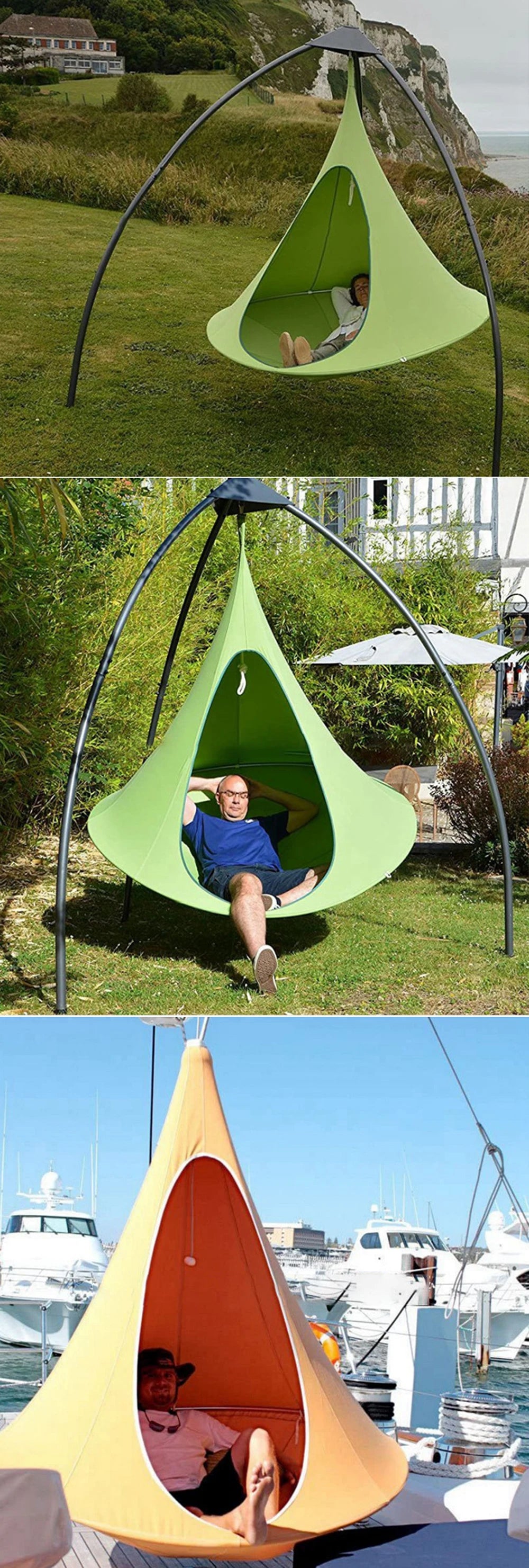 OTAUTAU Outdoor Hammock Tent Bed Hanging Swing Teepee Tree Hamaca Garden Camping Children Bedroom Room Gym Fitness Beds DC001