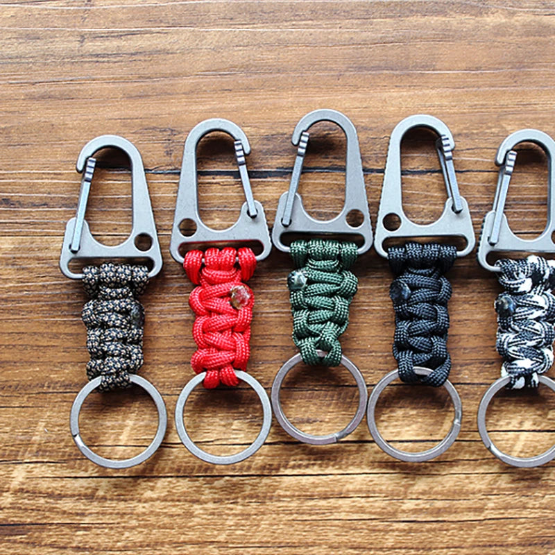 Titanium Alloy Shackle EDC Survival Paracord Keychain Outdoor Hook Buckle