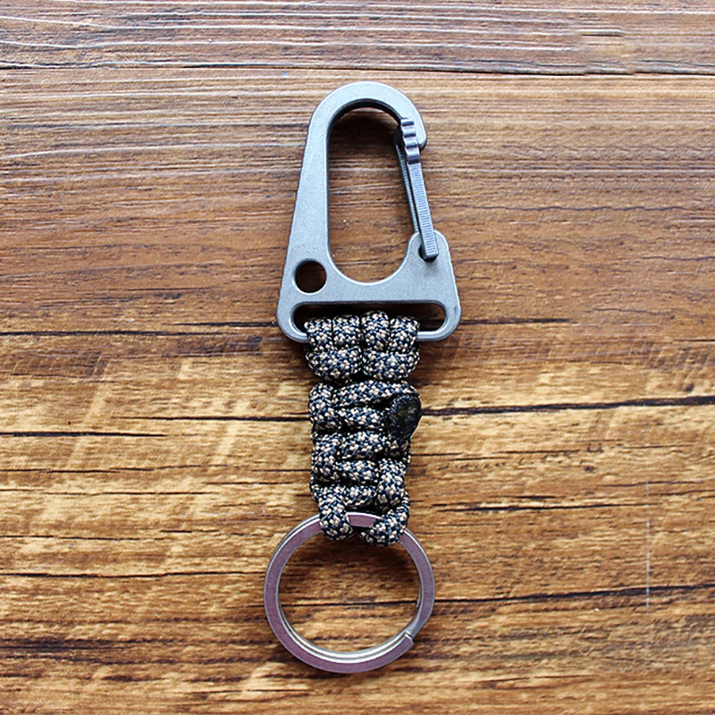 Titanium Alloy Shackle EDC Survival Paracord Keychain Outdoor Hook Buckle