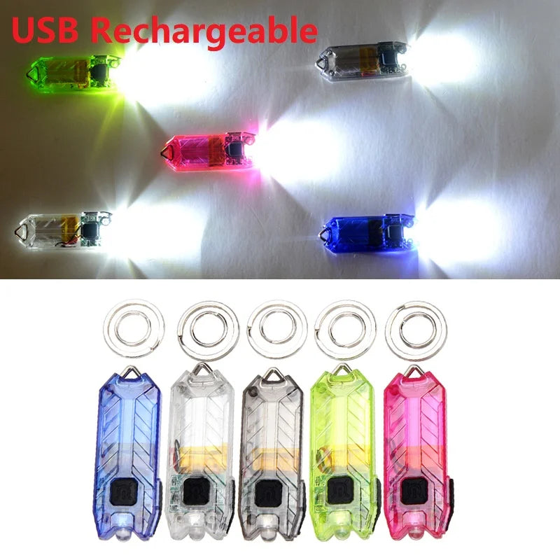 1pc Portable 45LM 2 Modes LED Light Keychain Mini Flashlight Rechargeable USB Torch LED Light Key Chain Camping Outdoor Tools