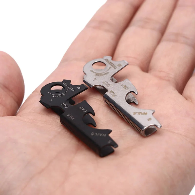 8 In 1 Outdoor Survival Gear Gadget Stainless Steel Keychain