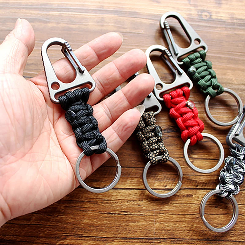 Titanium Alloy Shackle EDC Survival Paracord Keychain Outdoor Hook Buckle