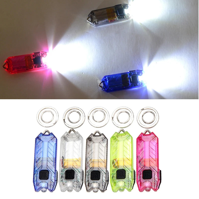 1pc Portable 45LM 2 Modes LED Light Keychain Mini Flashlight Rechargeable USB Torch LED Light Key Chain Camping Outdoor Tools