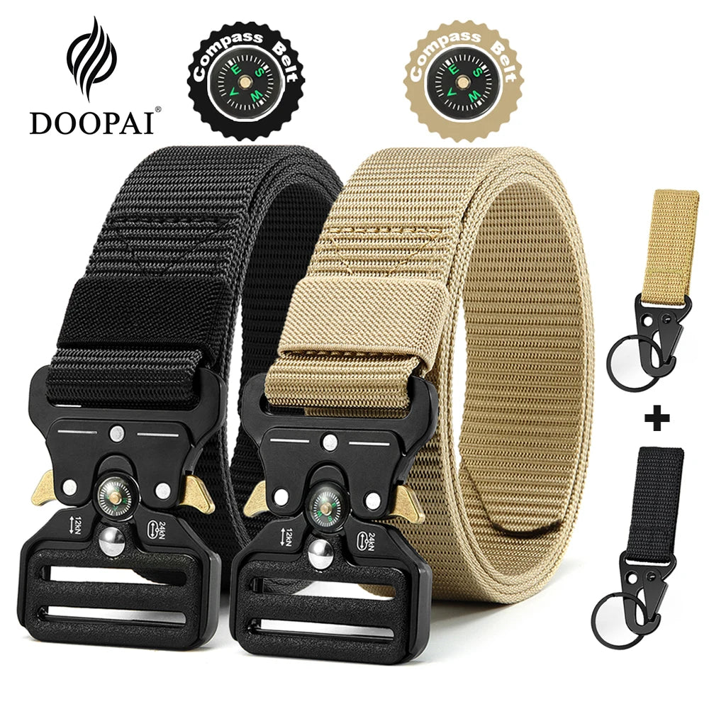 Doopai Men's Belt Army Outdoor Hunting Compass Tactical Multi Function Combat Survival Marine Corps Canvas Nylon Luxury Belts