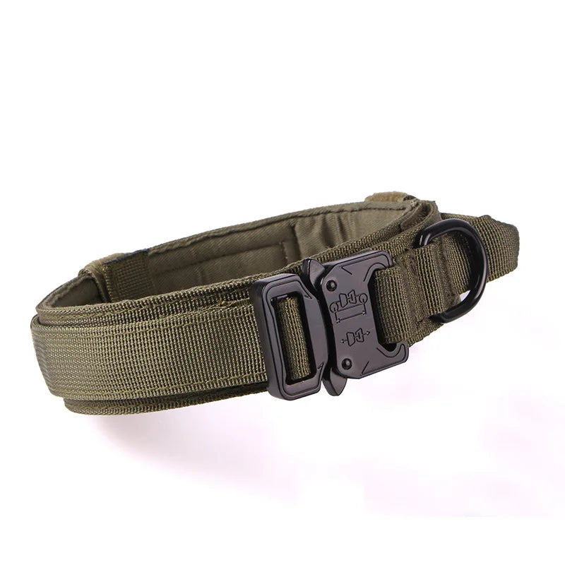 Military Tactical Dog Collar with Control Handle Adjustable Nylon Collar for Medium Large Dogs German Shepard Walking Training