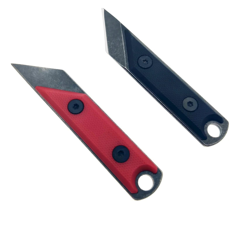 440C Steel Mini Fixed Blade Knife Stone Wash Pocket EDC Knife ABS Handle Paper Trimmers Camping Tool Necklace With Case