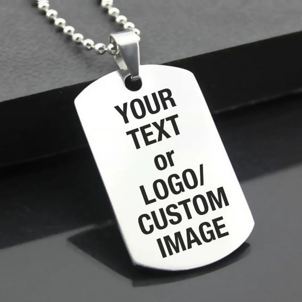 Custom Laser Engraved Stainless Steel Rectangle Dog Tag Military Pendant   Jewellery  Birthday Christmas Gift for Men