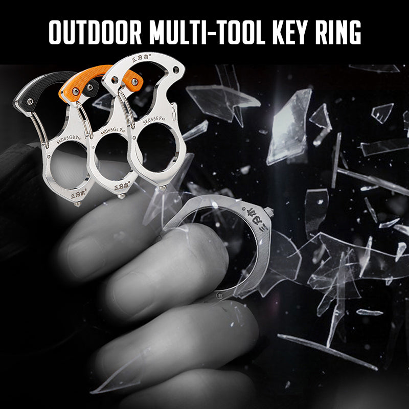 Outdoor Survival Tool Carabiner Multi-tool Key Chain Ring Tiger Pinion Multifunction Tools Glass Breaker