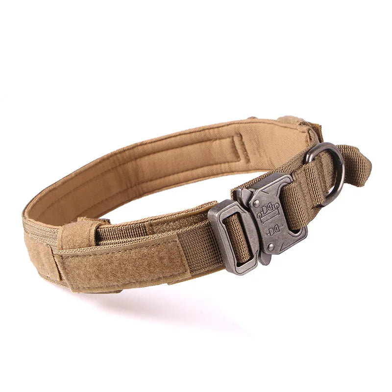 Military Tactical Dog Collar with Control Handle Adjustable Nylon Collar for Medium Large Dogs German Shepard Walking Training