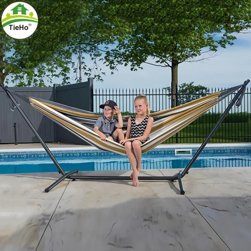 TieHo Portable Metal Hammock Stand, Simple Swing Frame, Anti-side-turn Canvas Camping Base, Outdoor Iron Stong Floor Stand