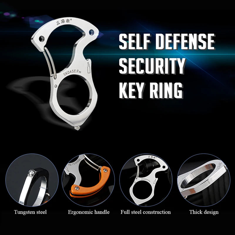 Outdoor Survival Tool Carabiner Multi-tool Key Chain Ring Tiger Pinion Multifunction Tools Glass Breaker