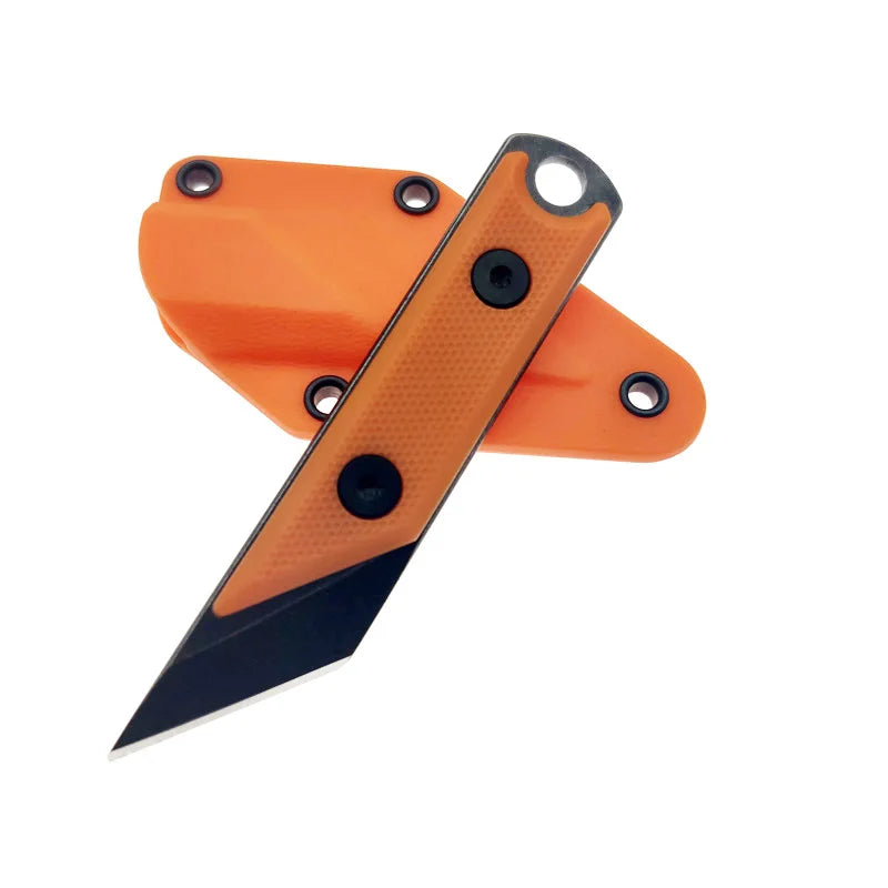 440C Steel Mini Fixed Blade Knife Stone Wash Pocket EDC Knife ABS Handle Paper Trimmers Camping Tool Necklace With Case