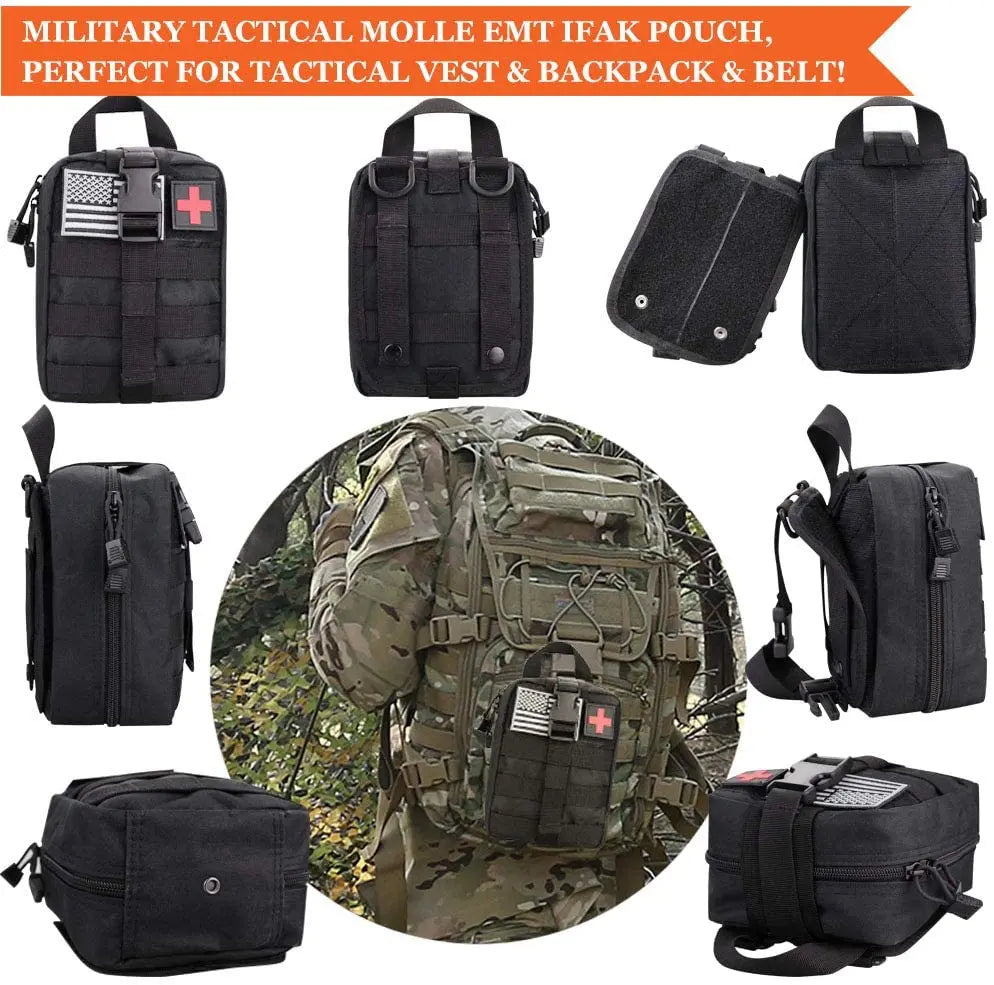 Survival Gear Kit 100 In 1 Emergency EDC Survival Tools SOS First Aid Equipment Hunting Tool with Molle Pouch for Camping Hiking