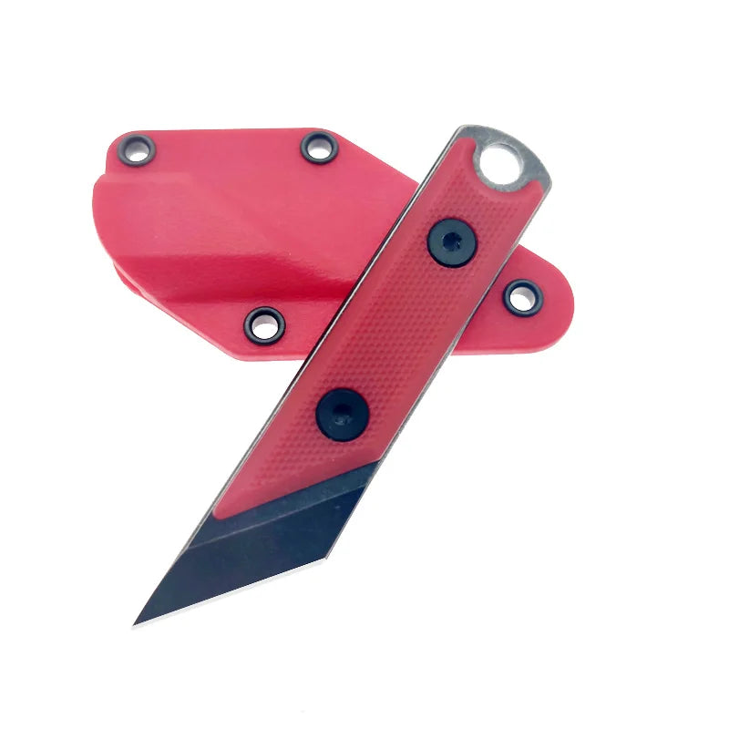 440C Steel Mini Fixed Blade Knife Stone Wash Pocket EDC Knife ABS Handle Paper Trimmers Camping Tool Necklace With Case