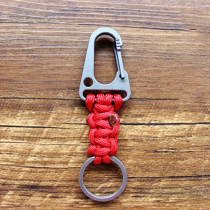 Titanium Alloy Shackle EDC Survival Paracord Keychain Outdoor Hook Buckle