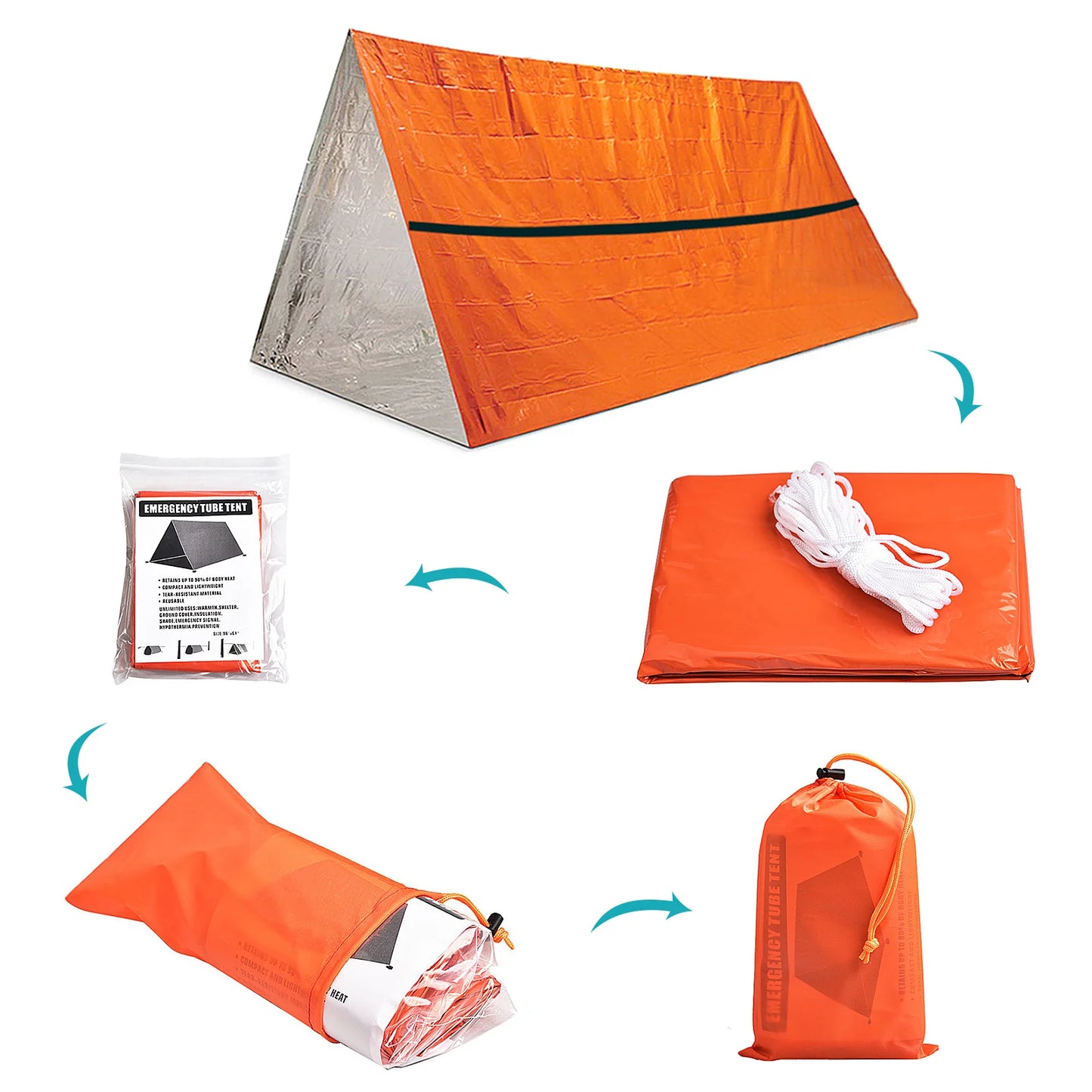 Outdoor Waterproof Emergency Survival Tent Shelter with Sleeping Bag for Camping Hiking Adventure Emergency Survival Tent