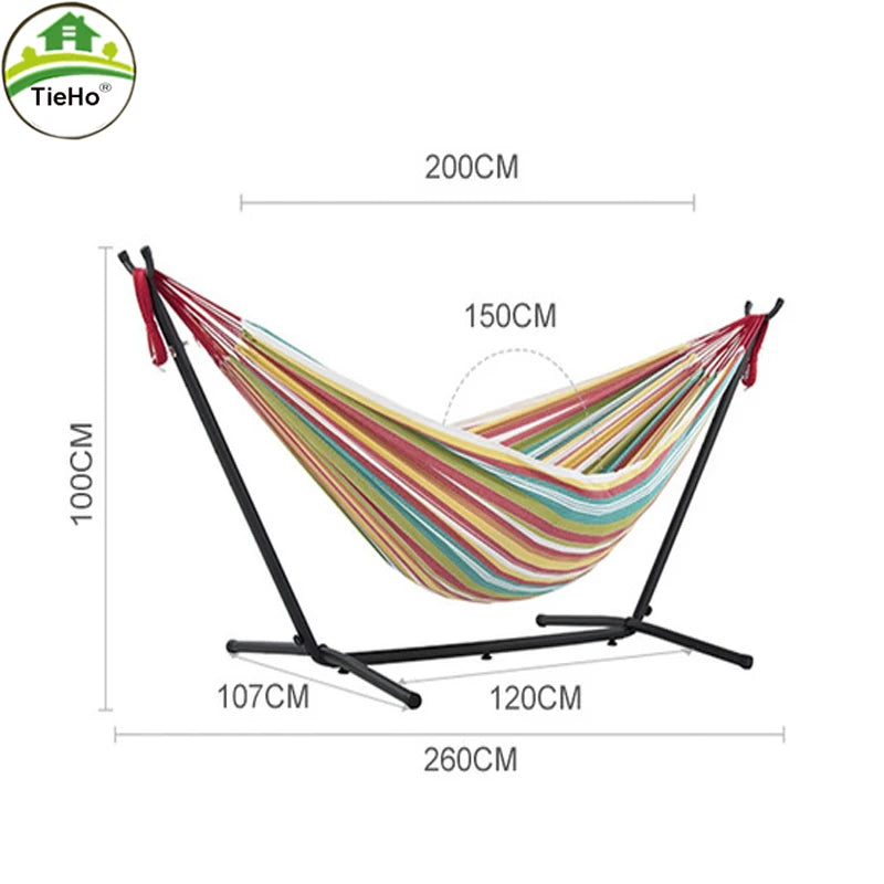 TieHo Portable Metal Hammock Stand, Simple Swing Frame, Anti-side-turn Canvas Camping Base, Outdoor Iron Stong Floor Stand