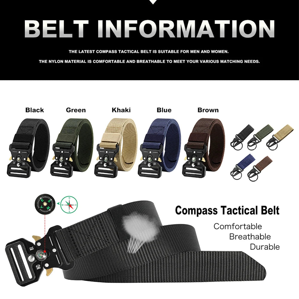 Doopai Men's Belt Army Outdoor Hunting Compass Tactical Multi Function Combat Survival Marine Corps Canvas Nylon Luxury Belts