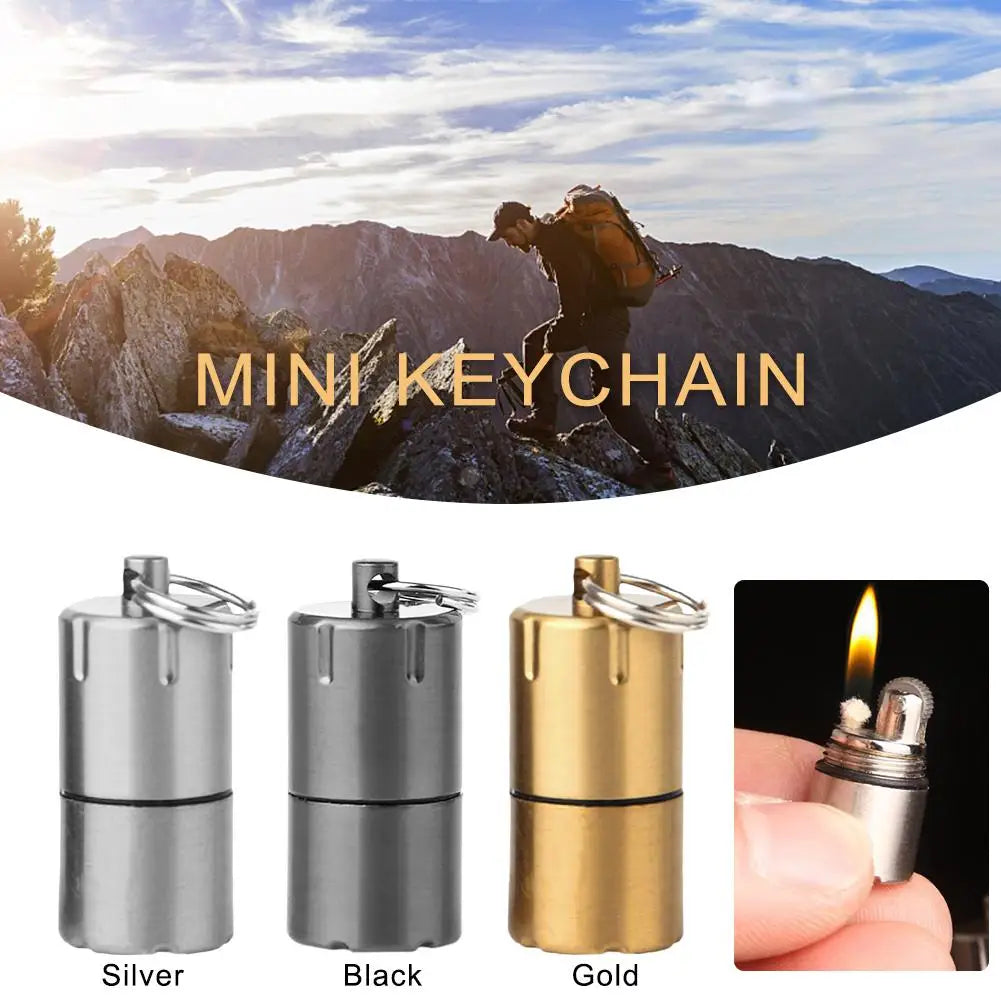 Mini Keychain Lighter Multiuseful Camping Emergency Keychain Fire Starter Compact Kerosene Capsule Lighter Outdoor Equipment