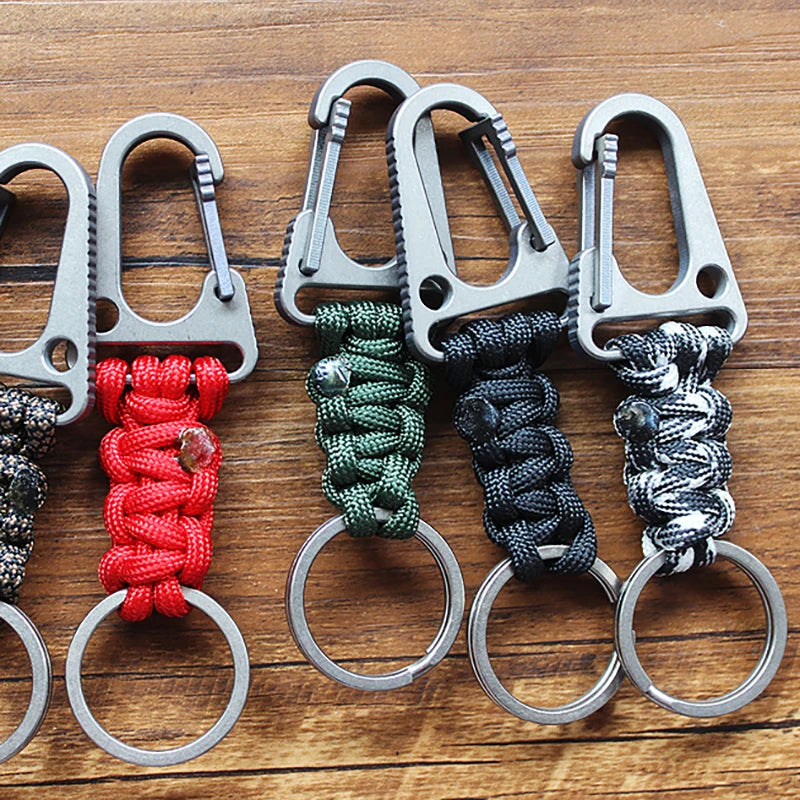 Titanium Alloy Shackle EDC Survival Paracord Keychain Outdoor Hook Buckle