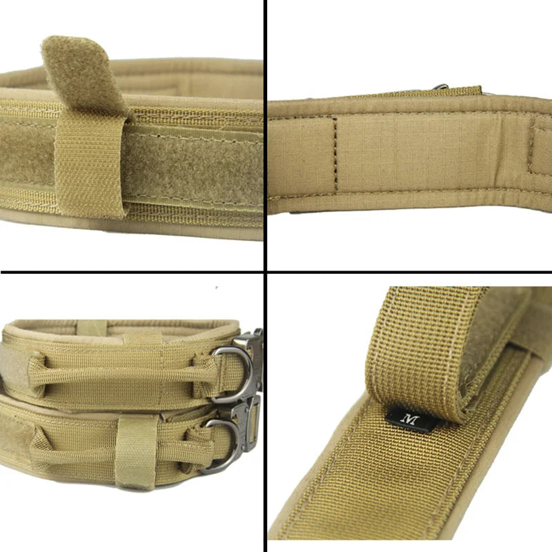 Military Tactical Dog Collar with Control Handle Adjustable Nylon Collar for Medium Large Dogs German Shepard Walking Training