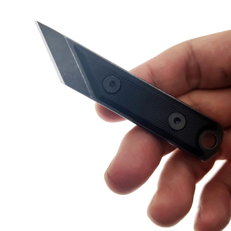 440C Steel Mini Fixed Blade Knife Stone Wash Pocket EDC Knife ABS Handle Paper Trimmers Camping Tool Necklace With Case