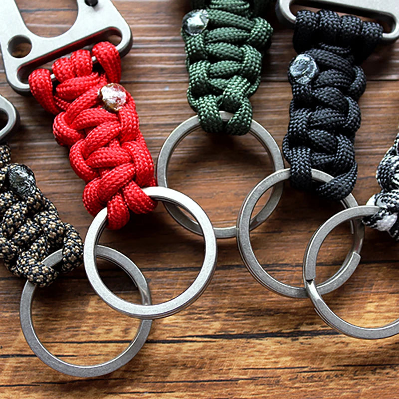 Titanium Alloy Shackle EDC Survival Paracord Keychain Outdoor Hook Buckle