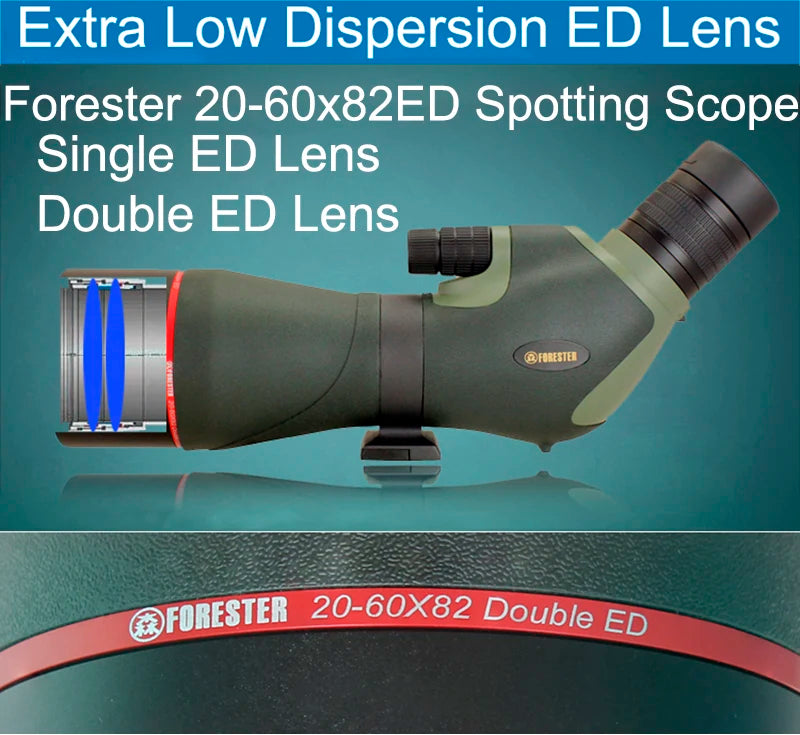 20-60x82ED Spotting Scope w/ Double ED Glass Lens HD Optical Zoom Monocular Telescope for Outdoor Camping Bird Moon Watching