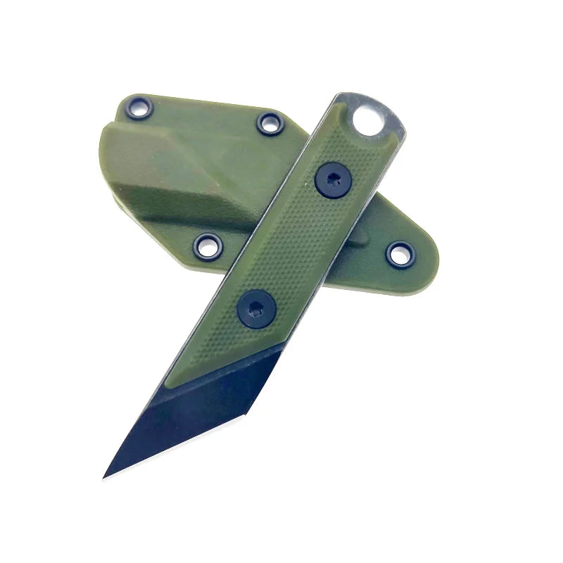 440C Steel Mini Fixed Blade Knife Stone Wash Pocket EDC Knife ABS Handle Paper Trimmers Camping Tool Necklace With Case