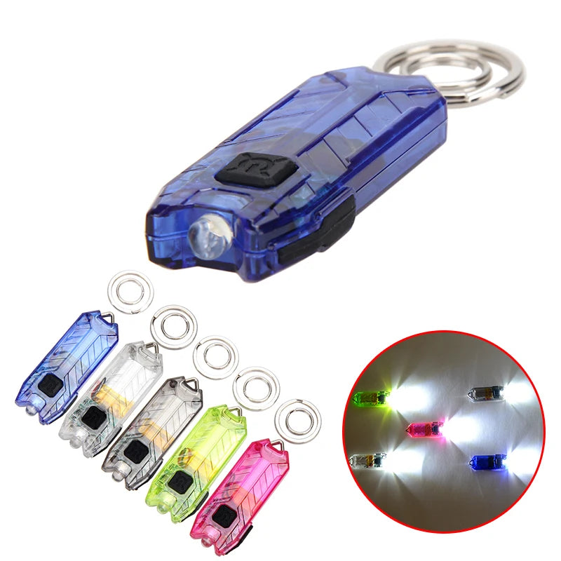 1pc Portable 45LM 2 Modes LED Light Keychain Mini Flashlight Rechargeable USB Torch LED Light Key Chain Camping Outdoor Tools