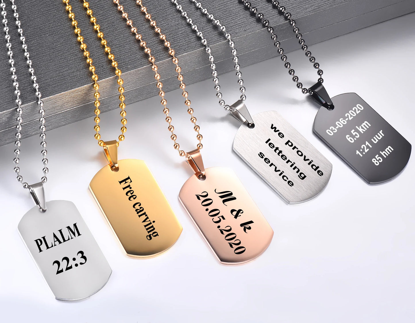 Custom Laser Engraved Stainless Steel Rectangle Dog Tag Military Pendant   Jewellery  Birthday Christmas Gift for Men