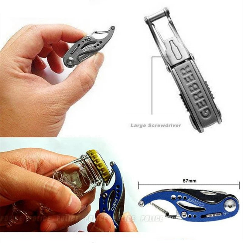 Outdoor Folding Curve Multifunctional Combination Opener Tool Little Whale Pocket Portable Gadget EDC Camping Survival Keychain