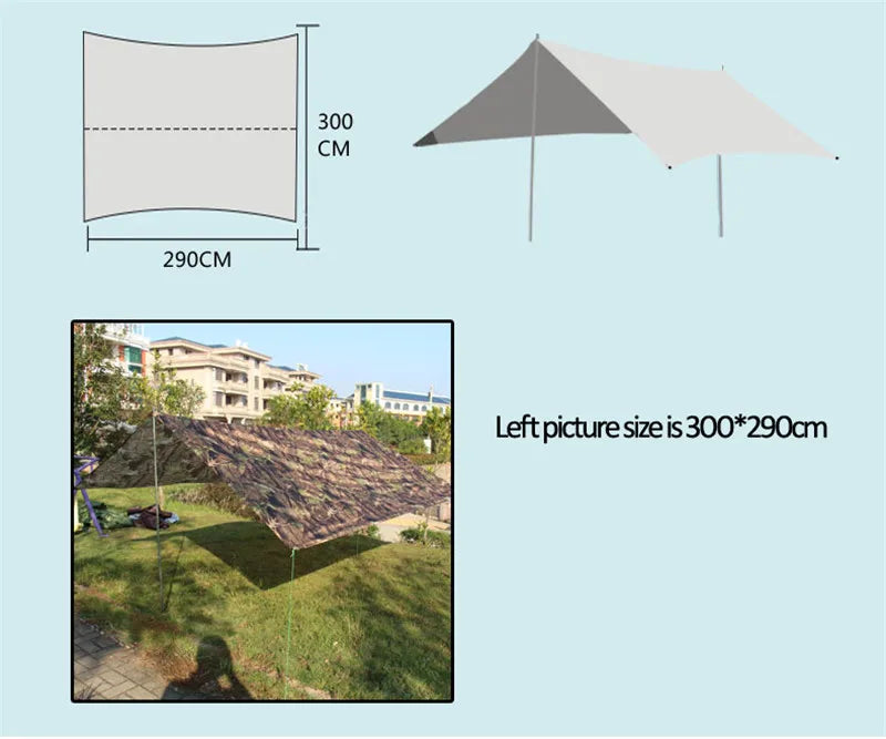 Many Size Ultralight Hunting Camouflage Shelter Waterproof Tarp Awning Tent Sunshade Net Also Use for Camping Mat