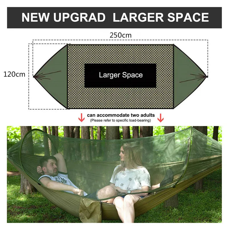 2023 Camping Hammock with Mosquito Net Pop-Up Light Portable Outdoor Parachute Hammocks Swing Sleeping Hammock Camping Stuff