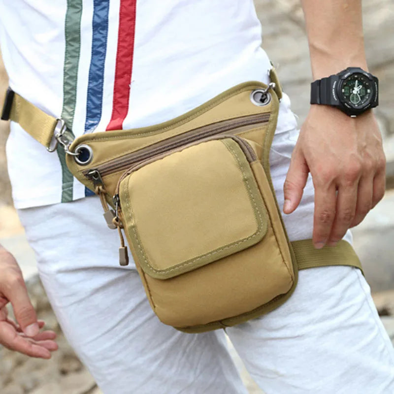 Men Military Nylon Leg Bag Fanny Waist Pack Belt Hip Bum Motorcycle Rider Drop Thigh Pouch Retro Crossbody Shoulder Bags