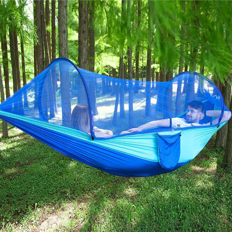 2023 Camping Hammock with Mosquito Net Pop-Up Light Portable Outdoor Parachute Hammocks Swing Sleeping Hammock Camping Stuff