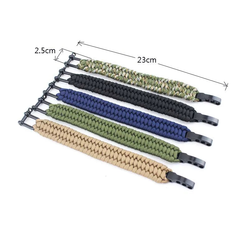 Outdoor Camping Paracord Survival Braided Rope Bracelet Men Black Stainless Steel Adjustable Clasp Pulsera Hombre