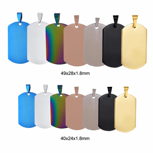 5Pcs Whole Sale 7 Colors Military Tag Men Jewelry Stainless Steel Necklace Pendant High Polished Necklace