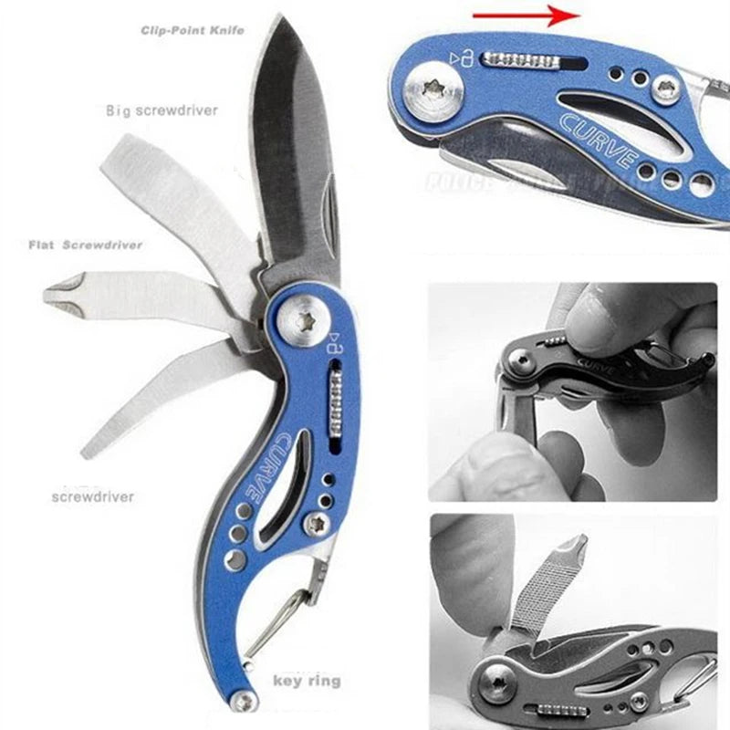 Outdoor Folding Curve Multifunctional Combination Opener Tool Little Whale Pocket Portable Gadget EDC Camping Survival Keychain