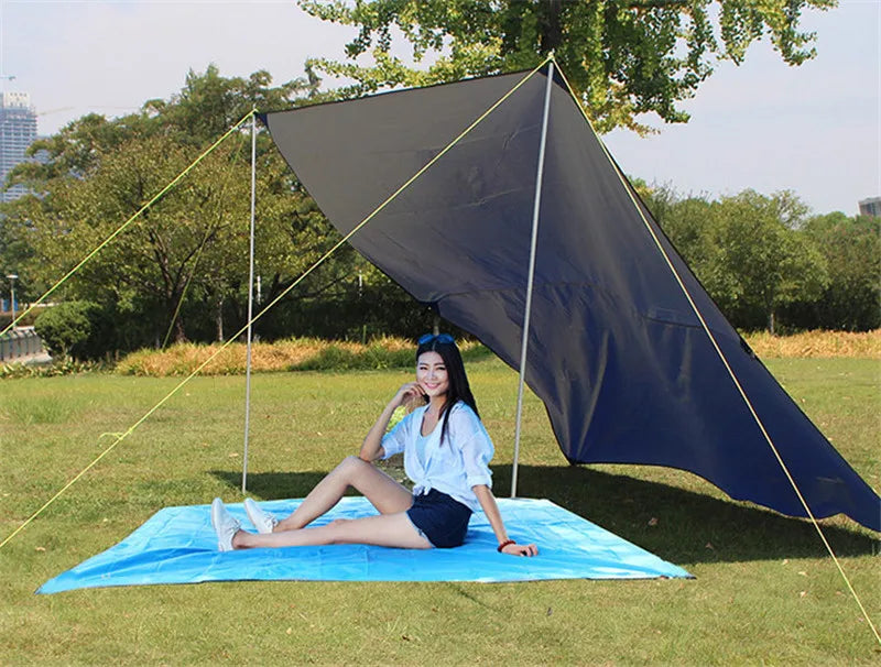 Tent Tarp 215 X 215cm Camping Mat Large Waterproof Oxford Cloth  Material Camping Picnic Beach Moisture-Proof Mat sunshade