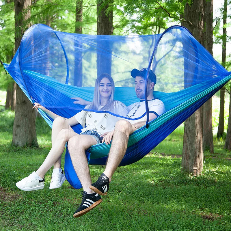 2023 Camping Hammock with Mosquito Net Pop-Up Light Portable Outdoor Parachute Hammocks Swing Sleeping Hammock Camping Stuff