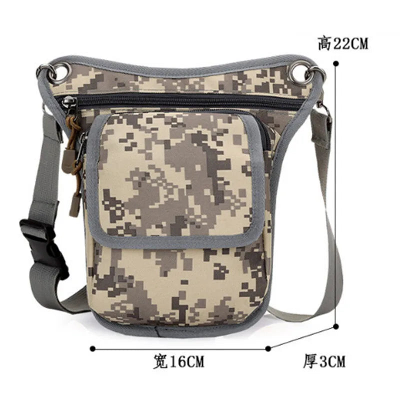 Men Military Nylon Leg Bag Fanny Waist Pack Belt Hip Bum Motorcycle Rider Drop Thigh Pouch Retro Crossbody Shoulder Bags